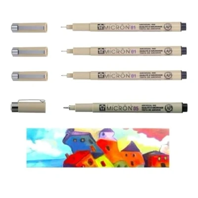 Immagine di PIGMA MICRON Sakura 01 Nero. set 3 pezzi + 1