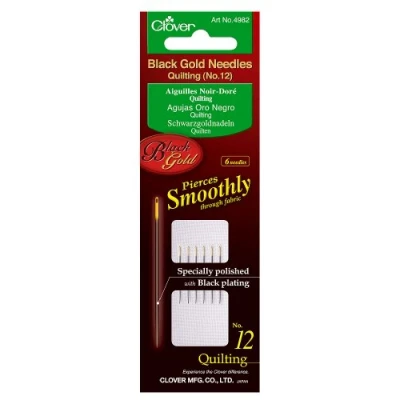 Immagine di Clover Black Gold Quilting Needles Size 12 6/Pkg