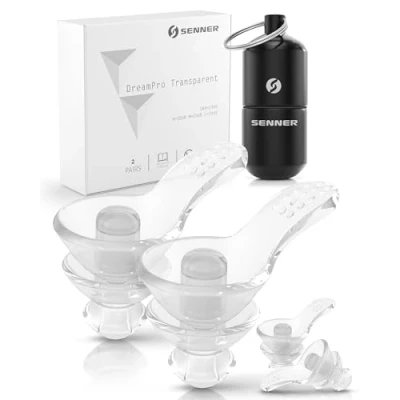 Immagine di Senner ® DreamPro Tappi orecchie per sonno tranquillo Protezione udito in ambienti rumorosi, chi dorme di fianco Anti Russamento Ipoallergenici, 2 misure, Contenitore alluminio
