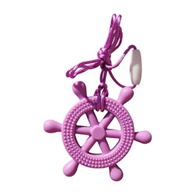 Immagine di Timone Massaggiagengive in Silicone Morditore Massaggiante per Dentizione, BPA Free Con corda e Chiusura a Clip, 5 Colori (Viola)