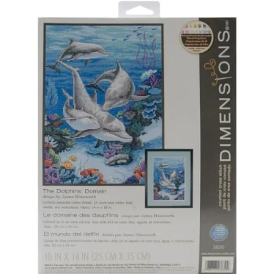 Immagine di The Dolphins&#039; Domain Counted Cross Stitch Kit 10&quot;X14&quot;