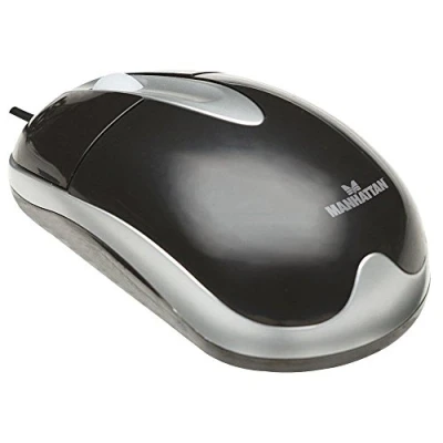 Immagine di Manhattan MH3 USB Wired Mouse Nero, Grigio, 1000dpi, A, Ottico, Robusto, Tre Tasti con Rotella di Scorrimento, Anni Garanzia, Scatola