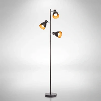 Immagine di B.K.Licht Lampada da terra salotto retro, altezza 166cm, Lampade a Stelo, Piantana terra, interruttore pedale, Camera letto, adatta per lampadine E27, oro e nero
