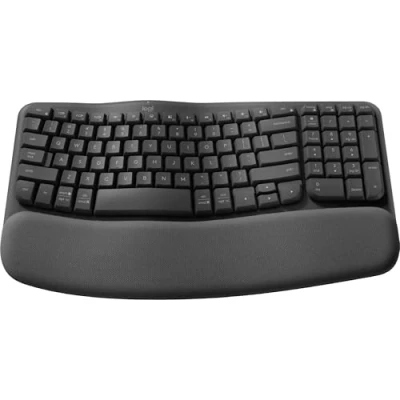 Immagine di Logitech Wave Keys For Business, Tastiera Wireless Ergonomica con Supporto per I Polsi Imbottito, Grafite, Layout Tedesco QWERTZ