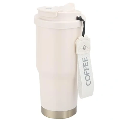 Immagine di Tazza Termica per Caffè Thermos Bicchiere Termico in Acciaio Inox 304, A Prova di Perdite, Doppia Parete Isolante, Bevande Calde e Fredde (Bianco)