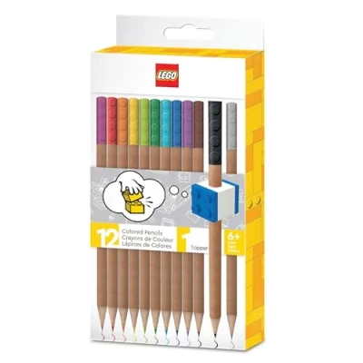 Immagine di LEGO IQ Matite Colorate per Bambini Cancelleria Scolastica Scrittura Creativa e Disegno, Set di 12 Pastelli Colori con Cappuccio (Pacchetto da colori)