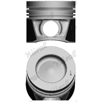 Immagine di NÜRAL 87 432307 10 Pistone 81,5 con boccola per mozzo spinotto, canale raffreddamento, porta fascia elastica, biella trapezoidale