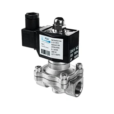 Immagine di FSA Elettrovalvola in Acciaio Inox 304 1/2&quot; 230V AC 0 10 bar Viton normalmente chiusa
