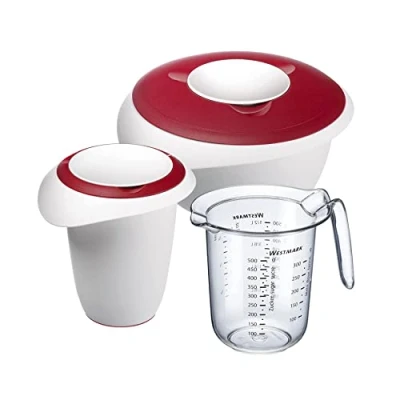 Immagine di Westmark Set per Cucinare, 3 Pezzi, 1 Scodella da 2,5 L, Ciotola Misurino Plastica, Bianco/Rosso/Trasparente, 315322E7