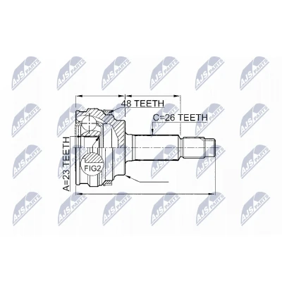 Immagine di NTY NPZ TY 004 Kit Giunto Omocinetico Assale anteriore Sx, Dx NBR (Nitrile Butadiene Caucciù) TOYOTA: Prius II Liftback