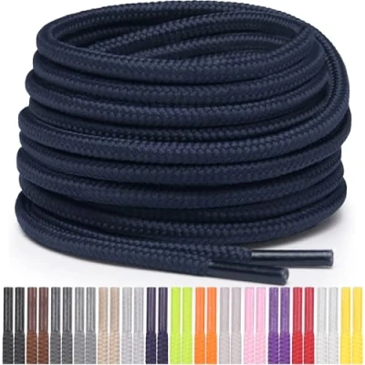 Immagine di Miscly Lacci Rotondi per Scarpe, Sneaker e Stivali, Disponibili in Diverse Lunghezze Colori (Blu Navy, 183 cm)
