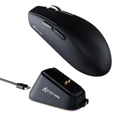 Immagine di ATTACK SHARK G3PRO Gaming Mouse with Magnetic Charging Dock, PixArt PAW3311 Sensor, BT/2.4G Wireless/Wired Mouse, 25000 DPI, Gamer Mice for Win11/Xbox/PS/Mac (Black)