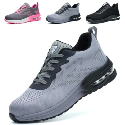 Immagine di WUAYAMI Scarpe Antinfortunistiche Uomo Donna Leggere da Lavoro con Punta in Acciaio Traspiranti Sicurezza Comode, Grigio, 42 EU