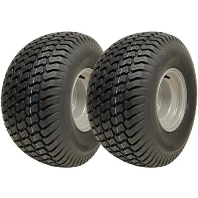 Immagine di Parnells Set di 2 ruote complete per tosaerba, pneumatici 20x10.00 8 Wanda Tubeless a 4 strati P332 + borchie, cerchi PCD da 100 mm, 540 kg ciascuno 22 PSI, diametro 500 larghezza 236 mm