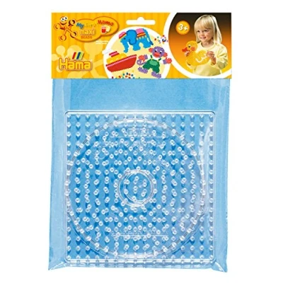 Immagine di Hama Perlen 8263 Set di 2 piastre per penna maxi con diametro 10 mm, motivi quadrati e circolari trasparenti, divertimento creativo grandi piccini