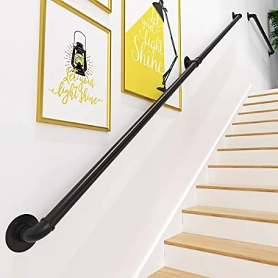 Immagine di Gorssen Corrimano. corrimano della Scala del Tubo Ferro battuto di Stile Industriale, Antiscivolo Scala, Dimensione Personalizzabile,270cm