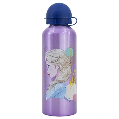 Immagine di Borraccia in Alluminio per Bambini Disney Frozen da 530 ml, con beccuccio e tappo di sicurezza, lavabile riutilizzabile