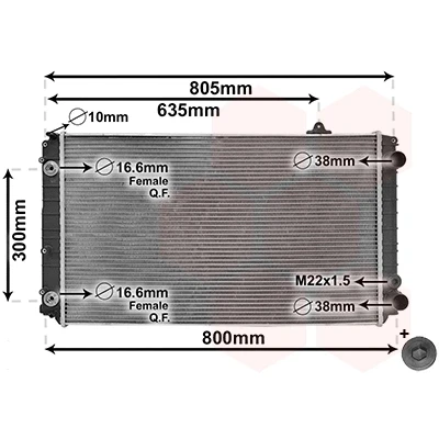 Immagine di VAN WEZEL *** IR PLUS 03002252 radiatore motore Alluminio 720 440 55 con dell’olio tappo chiusura Alette di raffreddamento saldate
