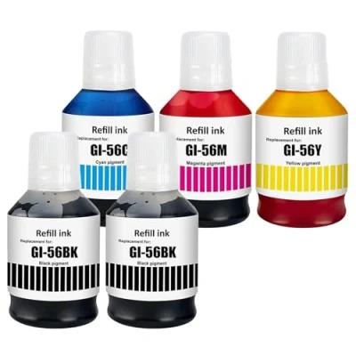 Immagine di LAIPENG GI 56 GI56 Inchiostro Compatibile con MAXIFY GX7050 GX6050 GX5050 GX4050 GX3050 Stampante Multipla a 5 Colori (Nero*2/Ciano/Magenta/Giallo)
