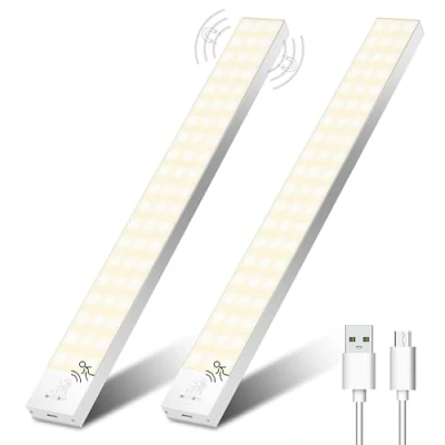 Immagine di Ylatoial Luce Armadio LED con Sensore di Movimento, 4 Modalità Sottopensile Cucina, USB Lampada Ricaricabile, Senza Fili Luci Notturna per Cucina Scale Corridoio Garage