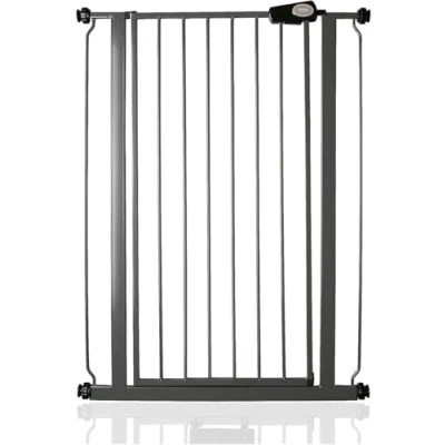 Immagine di Safetots Cancello di Sicurezza Extra Alto in Metallo con Chiusura a Pressione, 81.4cm 89cm, Grigio Ardesia, Altezza 104cm, per Scale Alto, Bambini