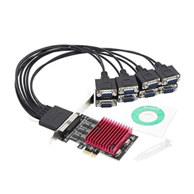 Immagine di CERRXIAN scheda di espansione da PCIE a 8 porte RS232, PCI E X1 seriale DB9 porte, controller Express chipset (con cavo esterno porte)