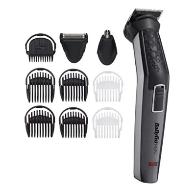 Immagine di BaByliss MEN MT727E Multikit Uomo 10 in 1 Lame Titanio al Carbonio, 60 Minuti di Autonomia, Speciale Viso e Corpo, Testine Lavabili