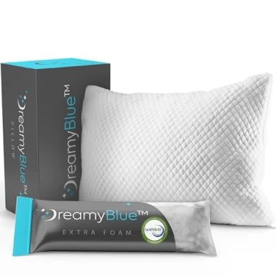 Immagine di DREAMYBLUE Cuscino per dormire, imbottitura in memory foam triturata [regolabile soppalco], fodera lavabile rayon derivato dal bambù, chi dorme sul fianco, schiena e stomaco, certificato