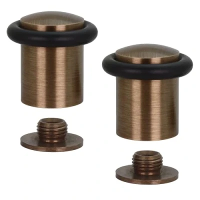 Immagine di EVI Herrajes Confezione da 2 fermaporta Base filettata Gomma nera in silicone naturale Ottone Include stecca + vite