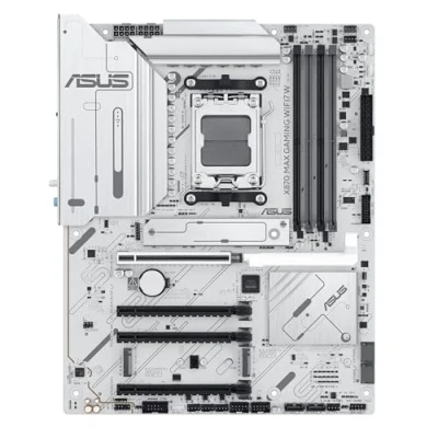 Immagine di ASUS X870 MAX GAMING WIFI7 W, Scheda Madre AMD ATX, 12+2+1 Stadi di Alimentazione, Slot DDR5, Tre M.2, PCIe 5.0, WiFi 7 con Q Antenna, Ethernet Realtek 2,5Gb, HDMI, USB4 USB C, Aura Sync