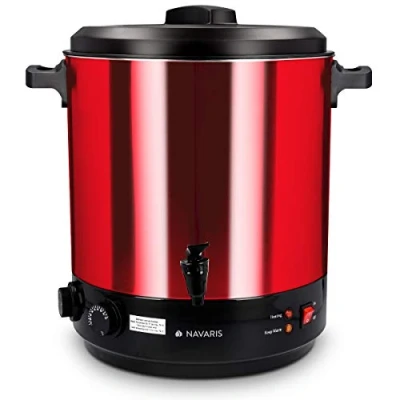 Immagine di Navaris Macchina per conserva elettrica 1800W Pentola conserve 27l con rubinetto Bollitore distributore bevande calde in acciaio inox