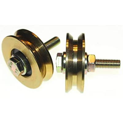 Immagine di Set di 2 ruote per cancello scorrevole, gola a V, modello V58 12, in acciaio, realizzate Europa, diametro 58 mm, asse 10 mm