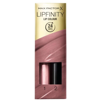 Immagine di Max Factor Lipfinity Lip Colour Rossetto a Lunga Durata 2 in 1 con Finish Lucido, Liquido e Balsamo Idratante per Labbra Morbide Lucenti 310 Essential Violet, 2,3 ml + 1,9 g