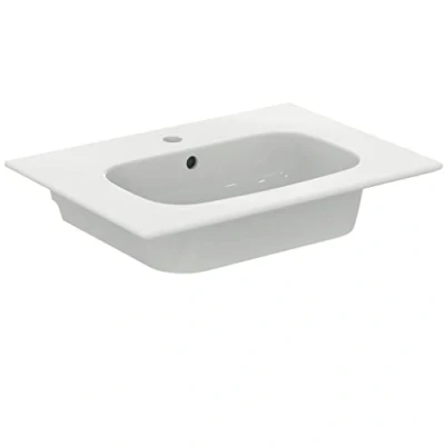 Immagine di Ideal Standard i.life A, Lavabo rettangolare top da 64cm, Con foro per la rubinetteria, troppopieno, Bianco