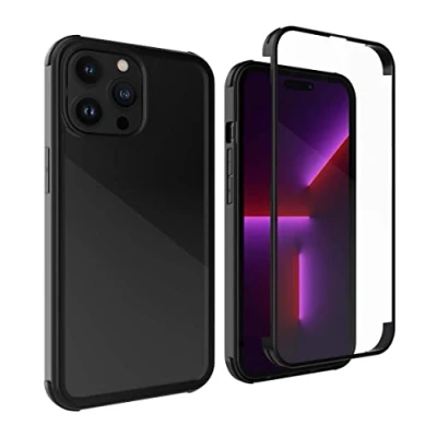 Immagine di MyGadget Cover 360 Gradi per iPhone 14 Pro Max Protezione Integrale Fronte e Retro Custodia Rugged Antiurto in Vetro Temperato Nero