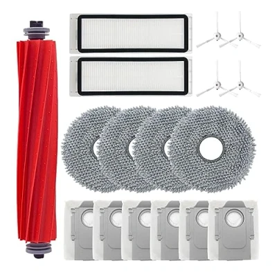 Immagine di Odashen Set di accessori ricambio per robot aspirapolvere Roborock Q Revo/Roborock P10, con spazzola principale, panno mocio, sacchetto la polvere, filtro, laterale (bianco)
