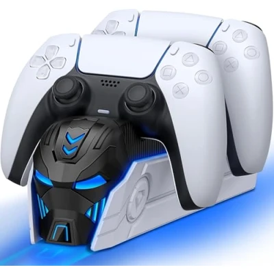 Immagine di Caricatore Joystick PS5, Accessori PS5 con Aspetto Tecnologicamente Interessante/Ricarica Rapida/Indicatori LED e Segnali Acustici, Base Ricarica Dual Controller/Edge Controller