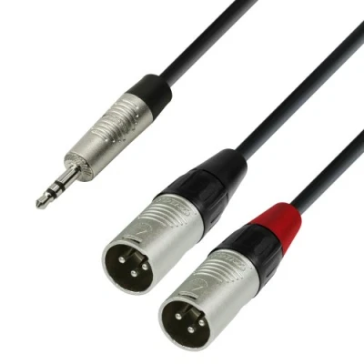 Immagine di Adam Hall Cables 4 STAR YWMM 0180 Cavo audio REAN jack stereo da 3,5 mm a 2 x XLR maschio 1,8 m