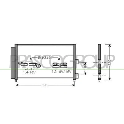 Immagine di PRASCO FT133C006 Condensatore con essiccatore 15 Alluminio 584 FIAT: Idea, Punto II Hatchback, Doblo I Cargo, LANCIA: Ypsilon II, Musa