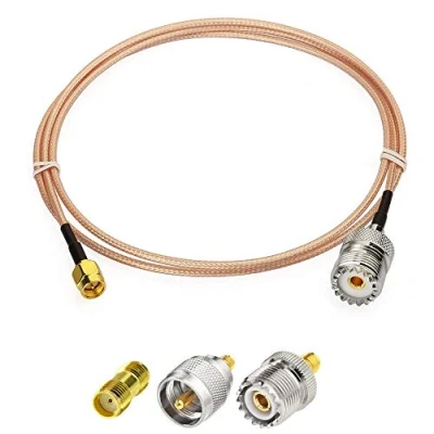 Immagine di Superbat Cavo SMA SO239 15cm Maschio a UHF RG316 Estensione 50Ohm con Kit di Adattatori 3 Pezzi, verso + SO239/PL259 per Radio CB Radioamatore Antenna