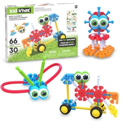 Immagine di Set Build a Bunch, Kid K&#039;NEX, Basic Fun, 85422A, modellini giocattolo di animali e veicoli per il gioco creativo, giocattoli costruzioni adatti bambini bambine dai 3 anni in su