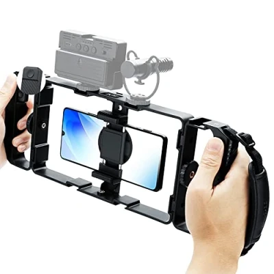 Immagine di [Multiuso] JJC Supporto Video universale per smartphone + kit di controllo remoto Bluetooth iPhone 15 14 13 12 11 Pro Max Huawei Samsung Mobile Phone Stabilizzatore portatile riprese