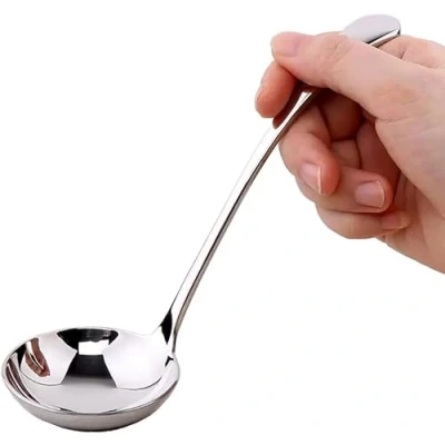 Immagine di Cucchiaio da portata in acciaio inox, argento, 20 cm, per salse e zuppa, piccolo mestolo inox brodi, servire