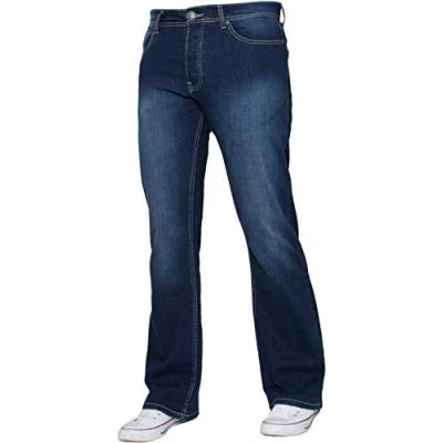 Immagine di Enzo Jeans da uomo a gamba larga, elasticizzati, svasati, in denim, tutte le taglie, Stonewash, W36 / L32