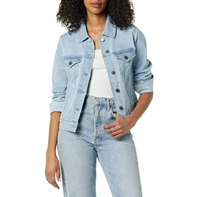 Immagine di Amazon Essentials Giacca in Jeans (Taglie Forti Disponibili) Donna, delavé Chiaro, XS