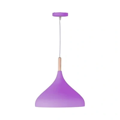 Immagine di BEL AIR HOME Lampada a sospensione Baviera 1xE 27 (lampadina non inclusa) Diametro 30 cm Metallo e Legno Altezza regolabile (viola)