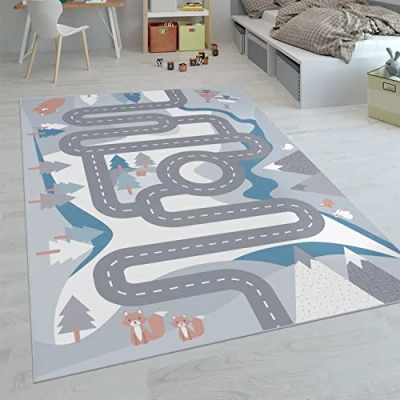 Immagine di Paco Home Tappeti da gioco a pelo corto colorati per camerette dei bambini con diversi motivi, Dimensione:160x220 cm, Colore:Crema