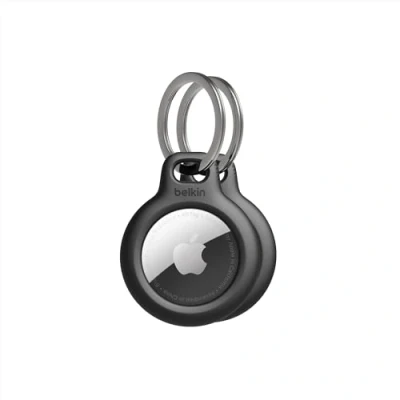 Immagine di Belkin Custodia per AirTag con anello portachiavi (Secure Holder, guscio protettivo antigraffio Air Tag) Confezione da 2, Nero