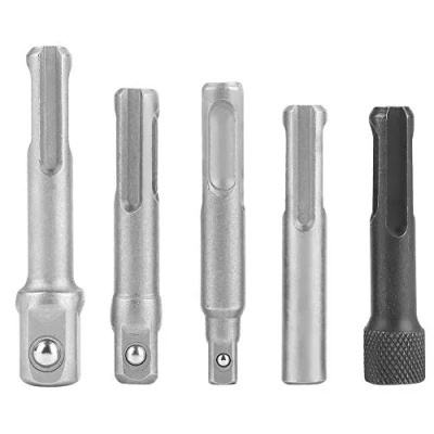 Immagine di 3PC SDS Plus Acciaio Socket Adapte + 2PC Hex Shank Set Supporto per Trapano a Vite Dadi Qualsiasi e Palmare