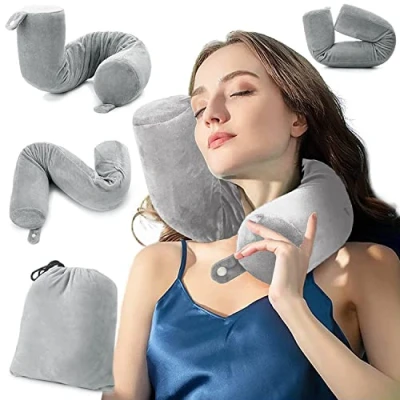 Immagine di EPROICKS Cuscino da Viaggio, Cervicale Memory Foam, Supporto per Collo Regolabile, Viaggi, Aereo, Treno,Ufficio,Casa, Vita e Gambe, 68cm X 10cm